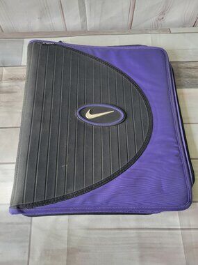 Vintage 90’s/Y2K Mead Nike 3 Ring Binder, Purple/Black, School Organizer Folder